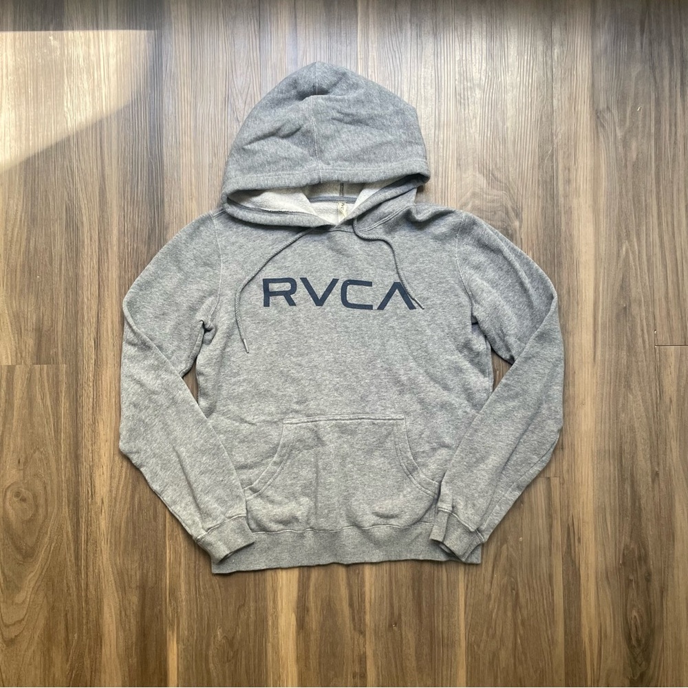RVCA Gray/Grey Hoodie Size Small Original Drawstring Surf Skate